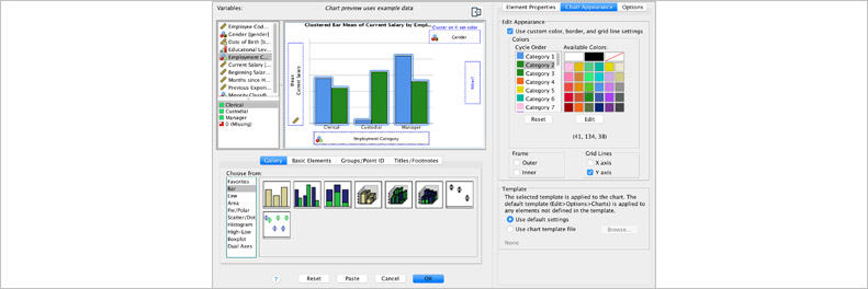 IBM SPSS Statistics chart builder window